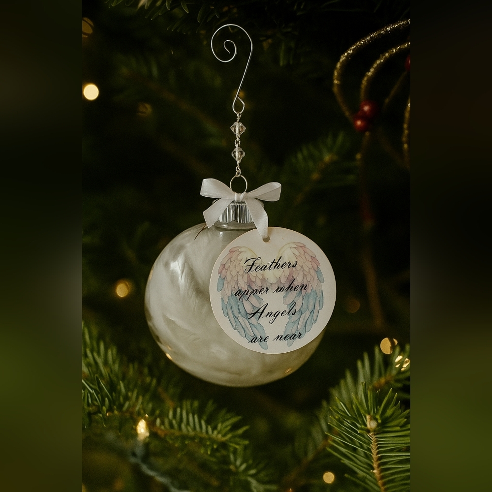 🩰 "Feathers Appear When Angels Are Near" Holiday Ornament